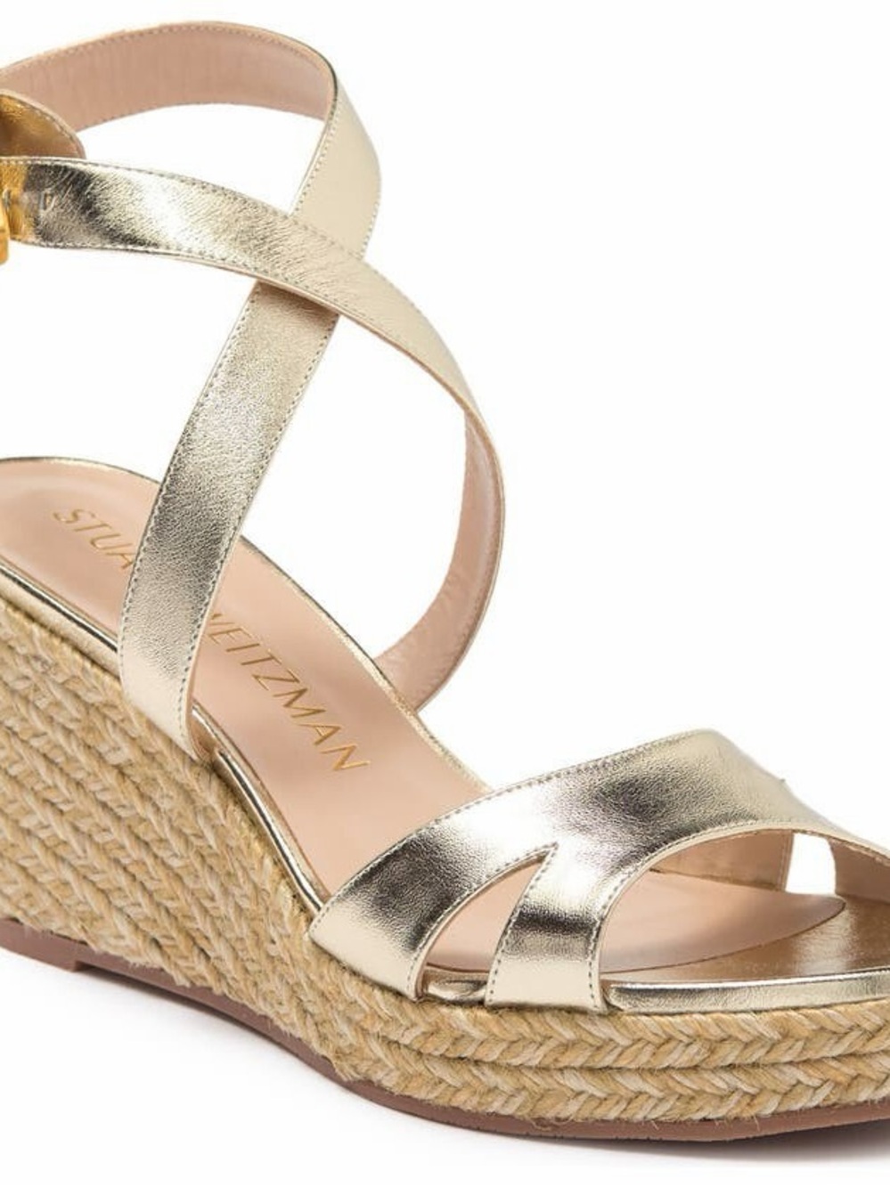 Stuart Weitzman Zuzu Wedge Gold Metallic Espadrille Heel